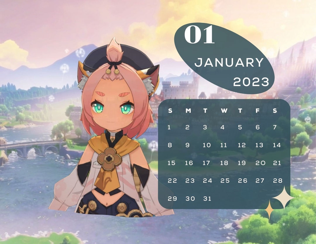 Digital Printable Download Genshin Calendar W 11'' X Etsy