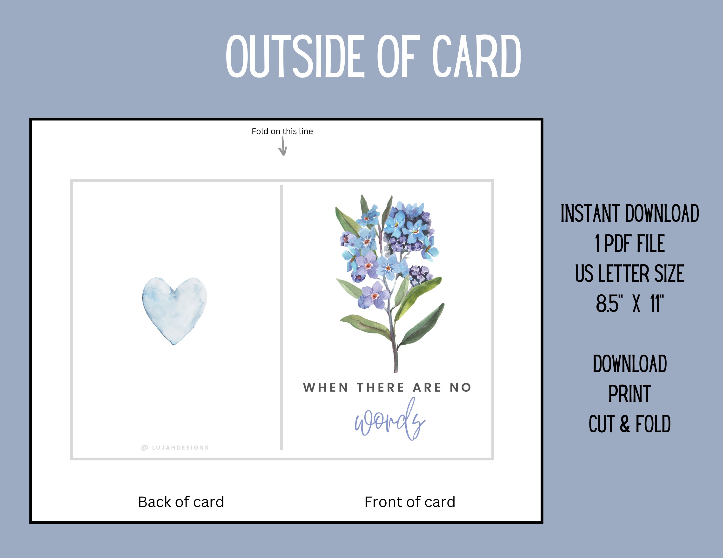 Miscarriage Printable Greeting Card, Instant Download PDF 5x7 Inch ...