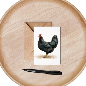 Carte de correspondance, téléchargement numérique, carte de voeux, coq, imprimable, carte de correspondance imprimable, carte de correspondance coq, carte de correspondance vierge à l'intérieur, poulet