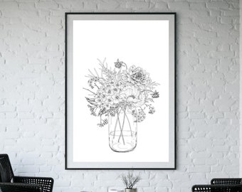 Digital Download| Printable Art| Digital Print| Digital Wall Art| Flowers Print| Farmhouse Print