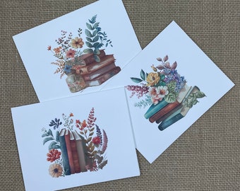 Set of Blank Notecards| Notecards| Notecards for Book Lovers| Blank Notecards with Envelopes| Notecards with Books on Front| Greeting Card