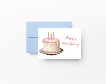 Birthday Card| Happy Birthday Card| Blank Card| Greeting Cards| Happy Birthday Card with Cupcake| A2 Cards| Printable Birthday Card|