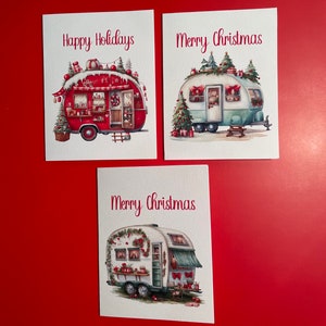 Box Set of Christmas Cards Christmas Cards Christmas Cards Blank inside Christmas Cards with Camper Merry Christmas Cards image 1