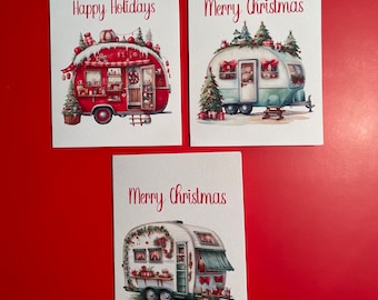 Box Set of Christmas Cards| Christmas Cards| Christmas Cards Blank inside| Christmas Cards with Camper | Merry Christmas Cards