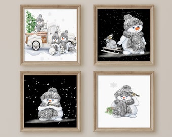 Snowman Print| Printable Art| Digital Print| Digital Wall Art| Christmas Print| Digital Download