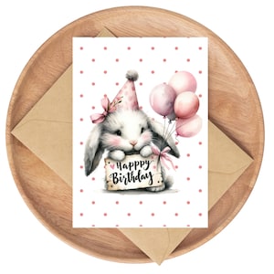 Geburtstagskarte| Alles Gute zum Geburtstag Karte| Leere Karte| Grußkarten| Alles Gute zum Geburtstag Karte mit Hase| Geburtstagskarte zum Ausdrucken| 5X7 Karte | Kinderkarte