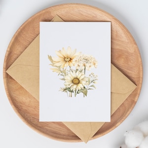 Carte de correspondance, téléchargement numérique, carte de voeux, Daisey, imprimable, carte de correspondance imprimable, carte de correspondance C avec des fleurs, carte de correspondance vierge à l'intérieur