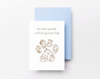 Sympathy For Pets Card| Sympathy Card| Blank Card| Greeting Cards| Loss Of Pet Card| A2 Cards| Printable Card| 5X7 Greeting Card