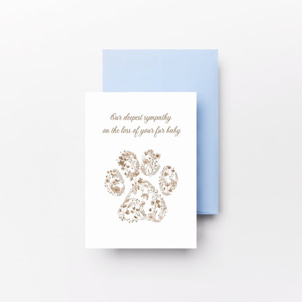 Sympathy For Pets Card| Sympathy Card| Blank Card| Greeting Cards| Loss Of Pet Card| A2 Cards| Printable Card| 5X7 Greeting Card