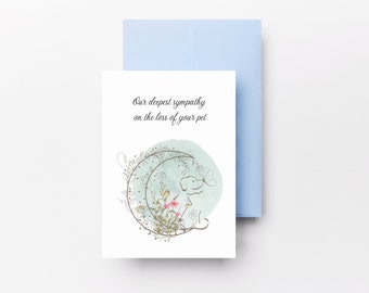 Sympathy For Pets Card| Sympathy Card| Blank Card| Greeting Cards| Loss Of Pet Card| A2 Cards| Printable Card| 5X7 Greeting Card