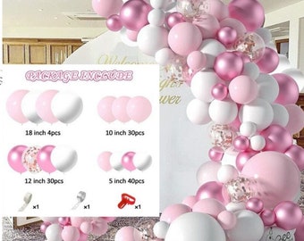 DIY Balloon Garland Pink/White/Baby Shower Decorations/It's a girl Decorations/Bridal Shower Decorations/Bachelorette Party