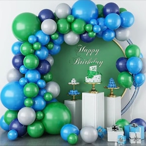 Blue & Green Balloon Garland Kit: DIY Birthday, Baby Shower Decor