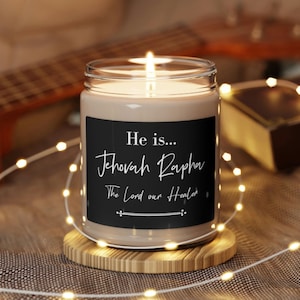Names of God Jar Candle, Jehovah Rapha, The Lord our Healer, Christian Gift, Prayer Candle, Scripture Gift, Inspirational, Scented, Soy Wax