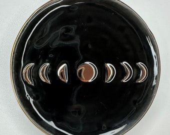 Ceramic Moon Phases Jewelry Dish (Black)