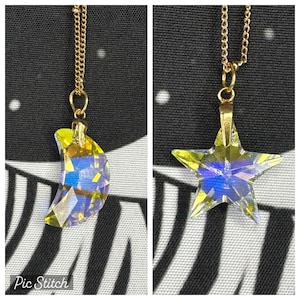 Swarovski Crystal Necklace, Moon and Star Pendants