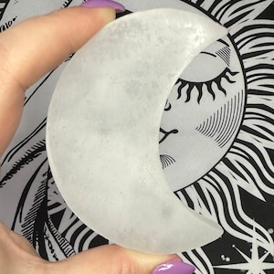 Selenite/Satin Spar Moon Charging Plates