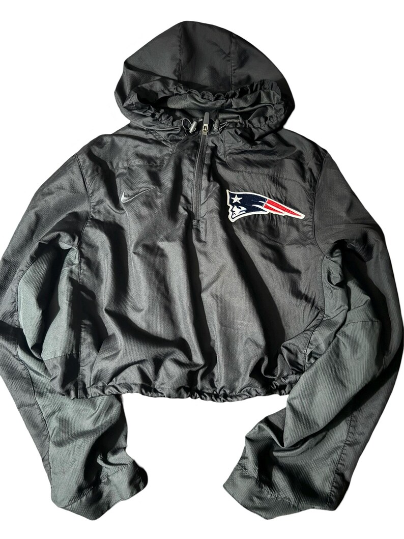 Patriots Windbreaker Black Cropped Vintage Pullovernfllarge Etsy