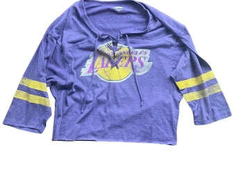 Los Angeles Lakers Crop Lace up Tee Vintage|Small
