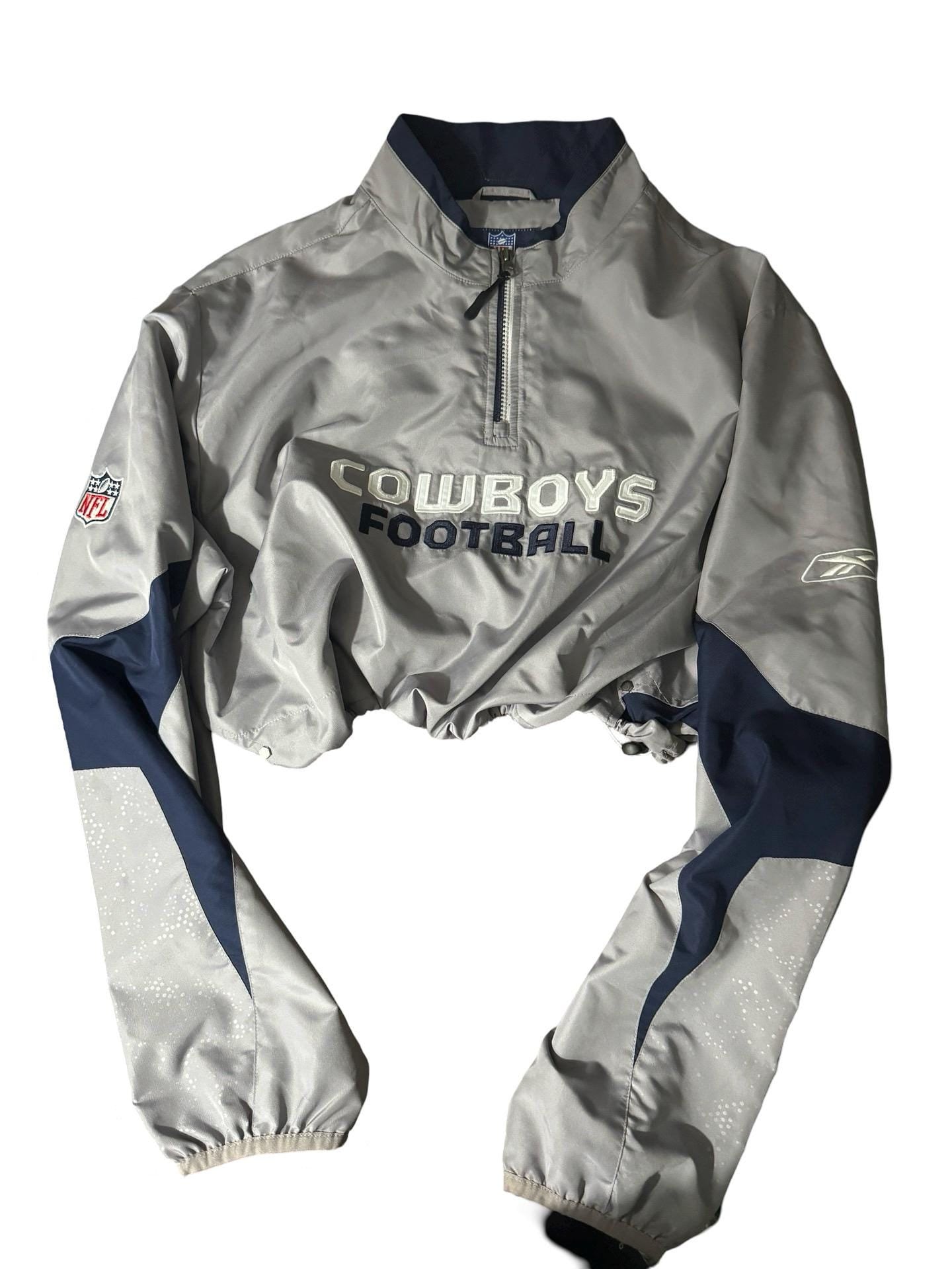 Dallas Cowboys Windbreaker Cropped Vintage Pullover|Large|NFL authentic apparel