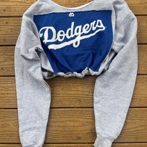 Los Angeles Dodgers Crop Gray Sweatshirt Vintage MLB medium