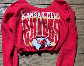 Kansas City Chiefs Red  Crop Sweatshirt Vintage NFL One Size