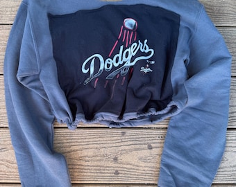 LA  Dodgers Black Crop Sweatshirt Vintage MLB Small