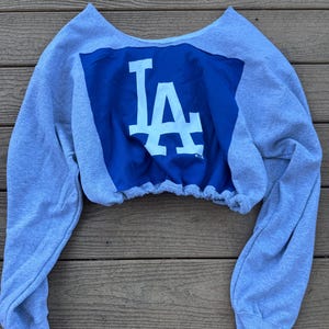 Los Angeles Dodgers Crop Gray Sweatshirt Vintage MLB  one size