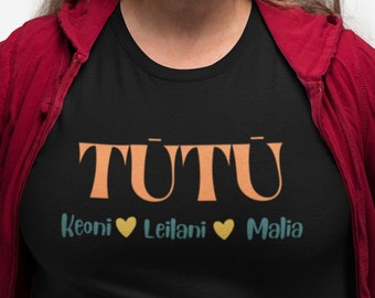 Tutu Grandma Short Sleeve T-Shirt, Personalized Gift For Mom Lola Mama, Hawaii Tee for Nan Nana Grammy, Grandmother, Tutu Aloha T-Shirts