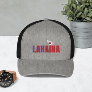 Casquette Lahaina Trucker avec carte de Maui, Maui Pride Hat, Love for Maui, Lahaina Strong Cap, Maui No Ka Oi, Support for Maui, Cadeaux d’Hawaï