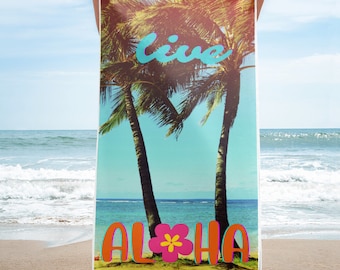 Live Aloha Hawaiian Beach Towel, Hawaiian Islands Towel, Hawaii Beach Towel, Aloha Beach Towel, Vacation Towel, Pool Towel