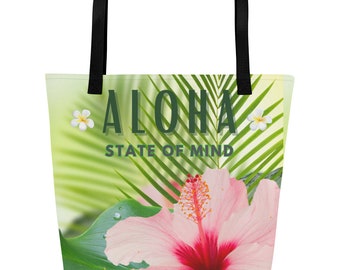 ALOHAフローラルトートバッグハワイアンキャンバスビーチバッグ
