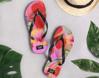 Bloom Where You Are Planted Flip-Flops, Hawaii Slippahs, Aloha Slippers, Hawaii Flip-Flops, Beach Slippers, Summer Slippers, Travel Slippers