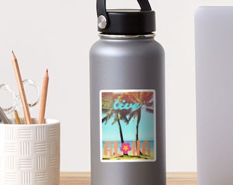 Hawaii waterfles sticker, Live Aloha Bubble-Free sticker, Aloha sticker, Hawaii sticker, Aloha auto sticker, laptop sticker, mobiele telefoon stickers