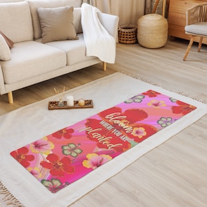 Bloom Where You Are Planted Yoga and Exercise Mat, Floral Meditation Mat, Gift for Yoga Teacher, Yoga Lovers Gift, Stylish Fitness Mat
