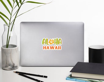 Aloha Hawaii Hibiscus Bubble-free Stickers, Aloha Decal, Hawaii Decal, Aloha Sticker, Aloha Car Decal, Water Bottle Decal, Laptop Sticker