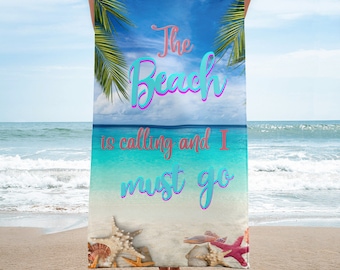 The Beach Is Calling I Must Go Towel, Aloha Hawaii Towel, Hawaii Beach Towel, Aloha Beach Towel, Vacation Towel, Travel Towel, Pool Towel
