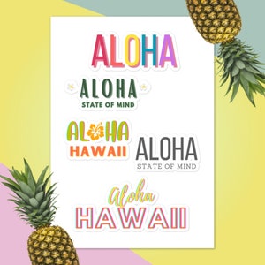 Aloha Hawaii Sticker sheet, aloha sticker, hawaii stickers, car decals, journals sticker, Hawaii Sticker design, Aloha Decals, Hawaii Decals
