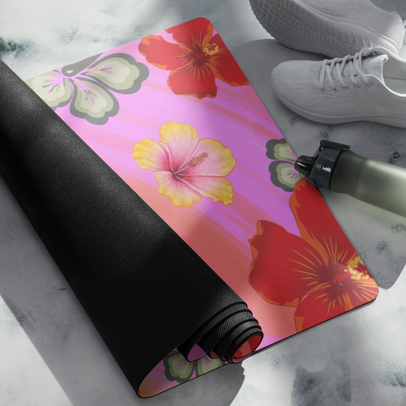 Bloom Where You Are Planted Yoga and Exercise Mat, Floral Meditation Mat, Gift for Yoga Teacher, Yoga Lovers Gift, Stylish Fitness Mat