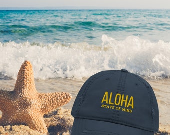 Hawaii Hat Aloha State of Mind, Unisex Baseball Cap, Soft Trendy Hat, Stylish Dad Hat, Gifts for Dad, Gifts for Father's Day, Aloha Hats,