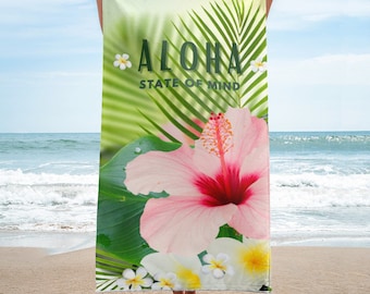 Aloha State of Mind Beach Towel, Aloha Hawaii Towel, Hawaii Beach Towel, Aloha Beach Towel, Vacation Towel, Travel Towel, Pool Towel