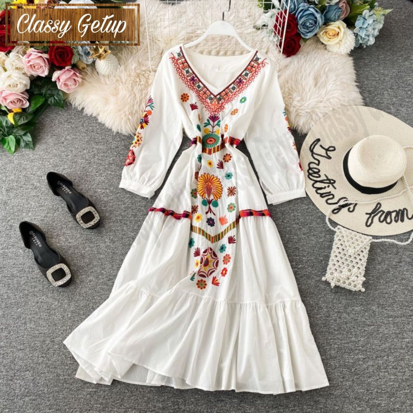 New Mexican Boho Vintage Dress