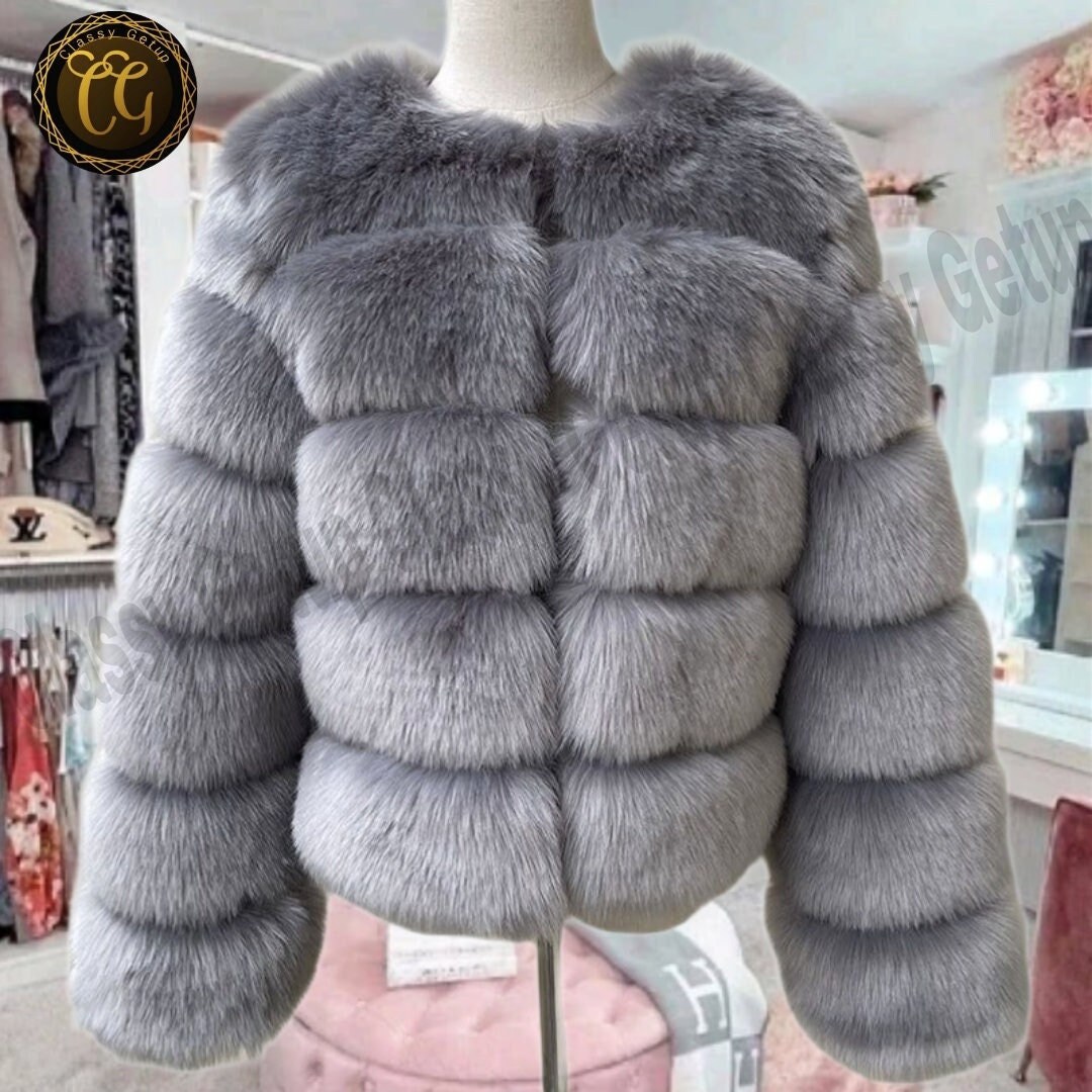 Fox Fur Women Winter Autumn Coat , Fluffy Coat Women , Women's Elegant ...