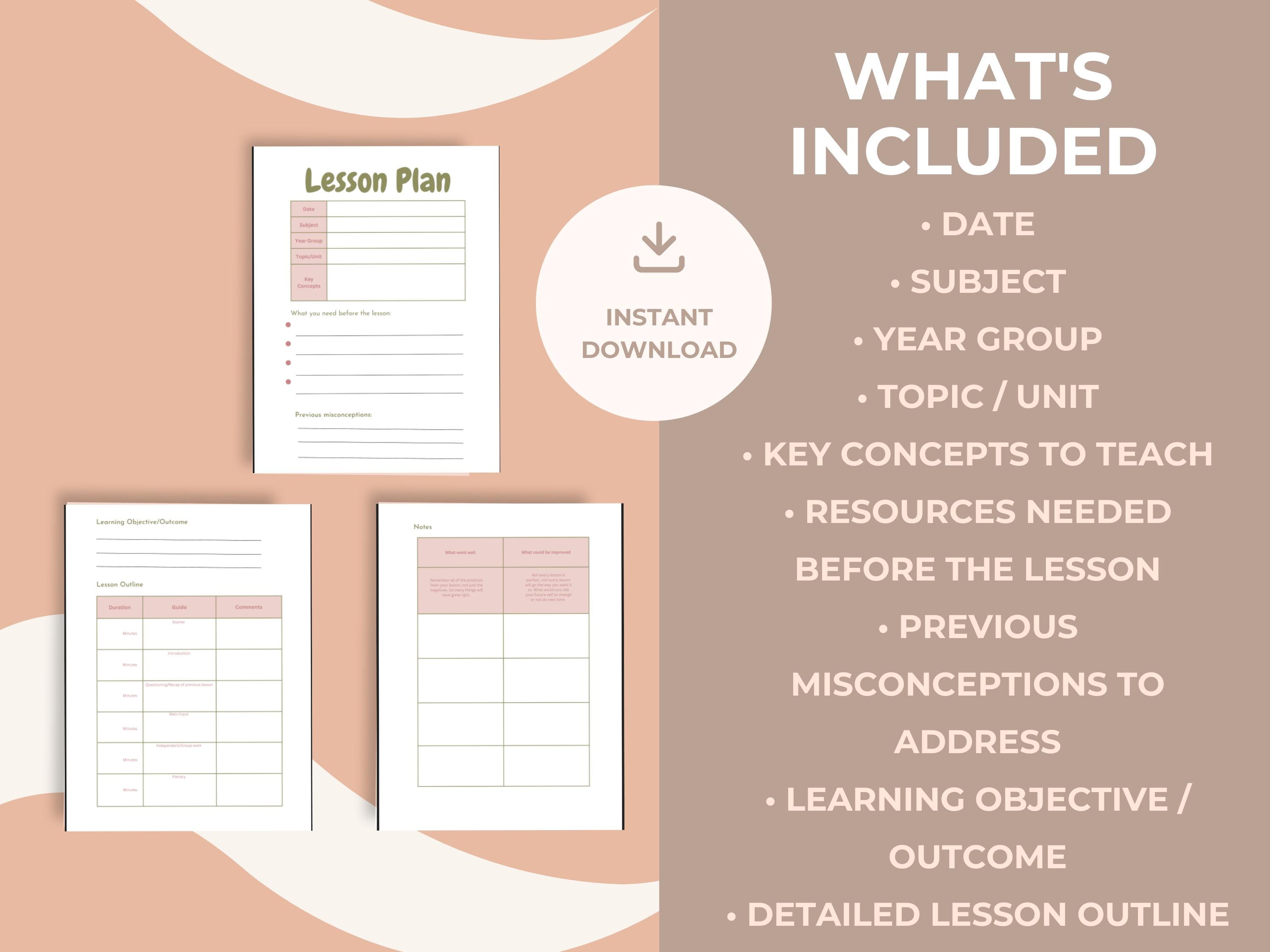 Teacher Lesson Plan Template for Busy Teachers: Printable Planner for ...