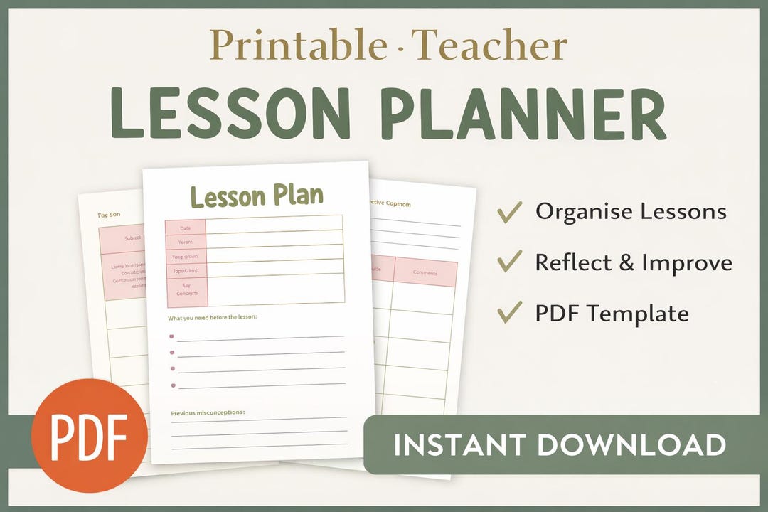 Teacher Lesson Plan Template for Busy Teachers: Printable Planner for ...