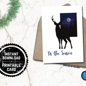 Printable &#39;tis the Season Card, Christmas Card, 5x7 PDF, Instant Download