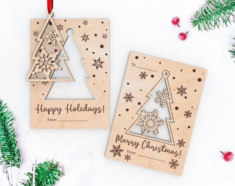 Holiday Christmas greeting card, with ornament pop out! Ornament laser cut card