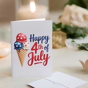 Tarjeta del Día de la Independencia, Tarjeta de felicitación del 4 de julio, Bandera estadounidense, Tarjeta patriótica para amigos y familiares