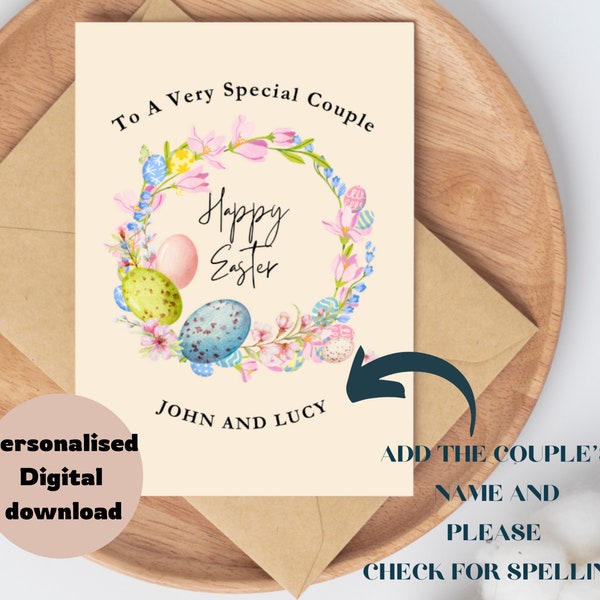 Personalised Easter Card,Egg Garland designs for Son, Daughter, Grandson, Granddaughter, Nephew, a Special Couple Easter, Mum & Dad card.