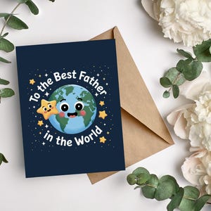 Cartão de Dia dos Pais de Filha ou Filho - Cartão de Aniversário para Papai com Estrela Fofa - Para o Melhor Pai do Mundo