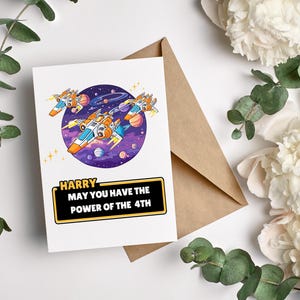 Biglietto di auguri personalizzato "Che il 4 maggio sia con te": "Che il 4 maggio sia con te", biglietto di auguri di compleanno ispirato a Star Wars.